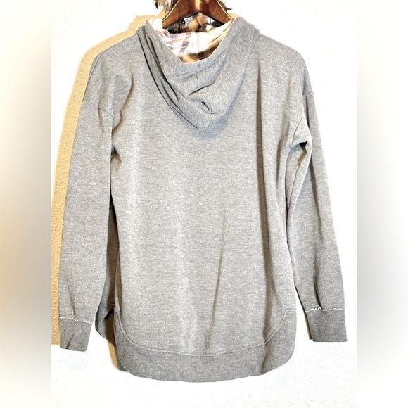 Maurices Fleece Hoodie with Plaid Hood Graphic Long Sleeve Sweatshirt Size M - Picture 11 of 16